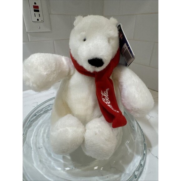 Coca Cola Polar Bear, Coke Plush Toy, 2014 Coca Cola 7" inch White Bear - Picture 2 of 11